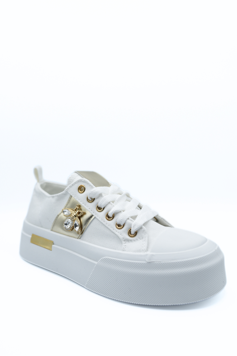 Luxe Bee Decorative Lace Up Platform Trainers - She Wears Glory Beverly Hills