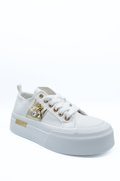 Luxe Bee Decorative Lace Up Platform Trainers - She Wears Glory Beverly Hills