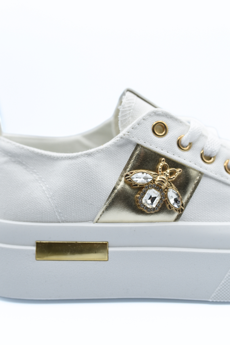 Luxe Bee Decorative Lace Up Platform Trainers - She Wears Glory Beverly Hills