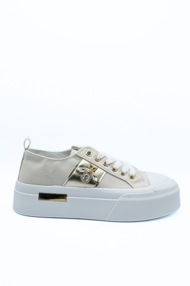 Luxe Bee Decorative Lace Up Platform Trainers - She Wears Glory Beverly Hills