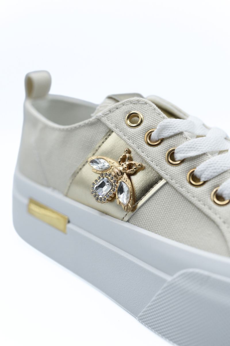 Luxe Bee Decorative Lace Up Platform Trainers - She Wears Glory Beverly Hills