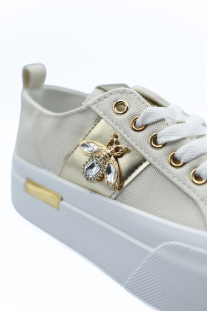 Luxe Bee Decorative Lace Up Platform Trainers - She Wears Glory Beverly Hills