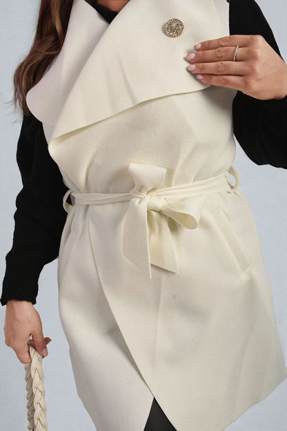 She Wears Glory™ Wide Lapel Sleeveless Belted Jacket