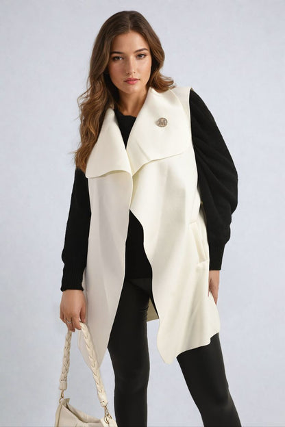 She Wears Glory™ Wide Lapel Sleeveless Belted Jacket