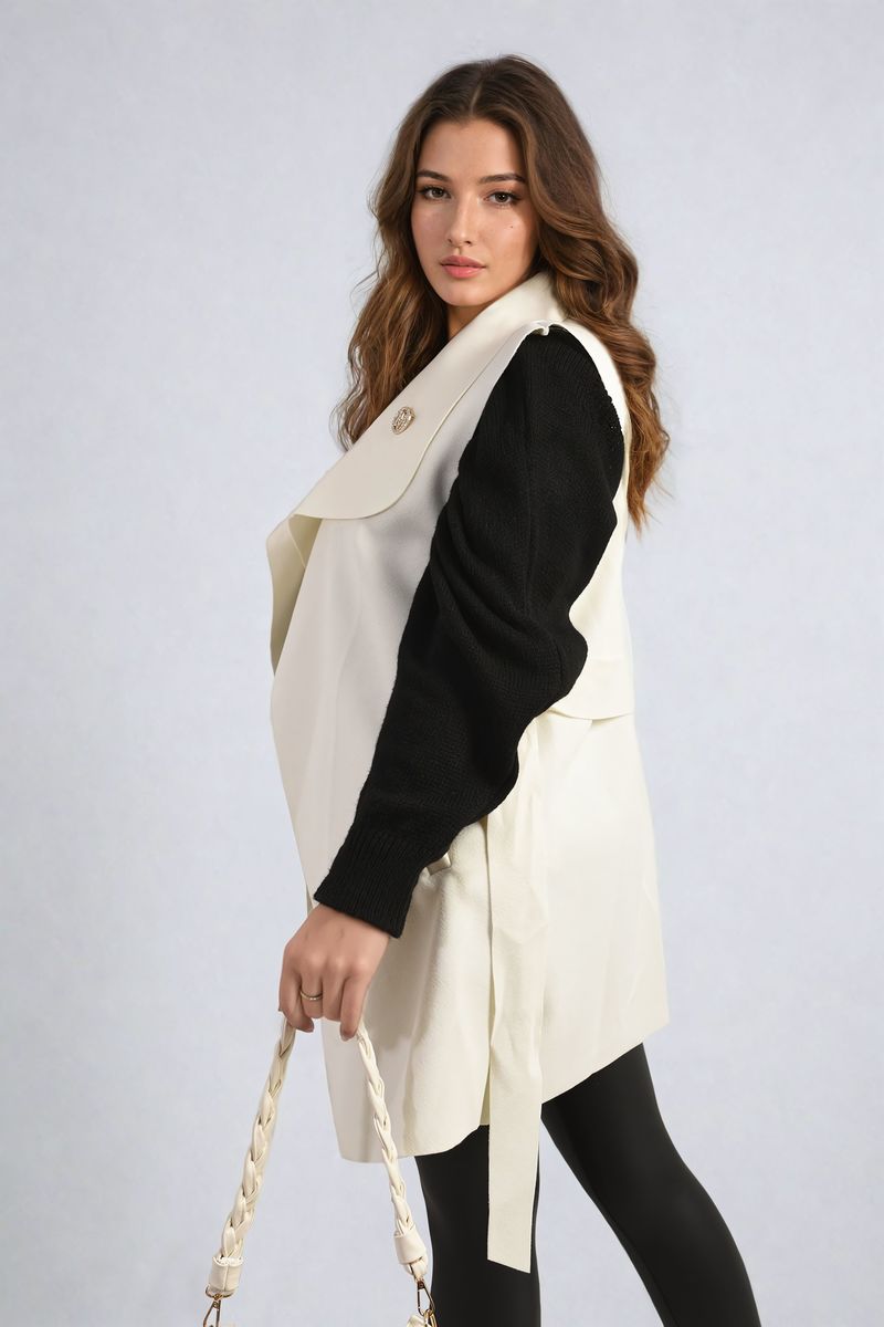 She Wears Glory™ Wide Lapel Sleeveless Belted Jacket