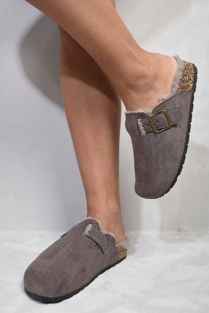 She Wears Glory™ Suede Flip-Flops Sandals With Fur