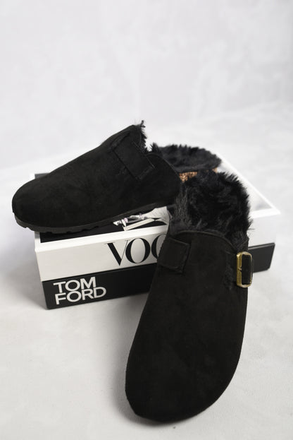 She Wears Glory™ Suede Flip-Flops Sandals With Fur