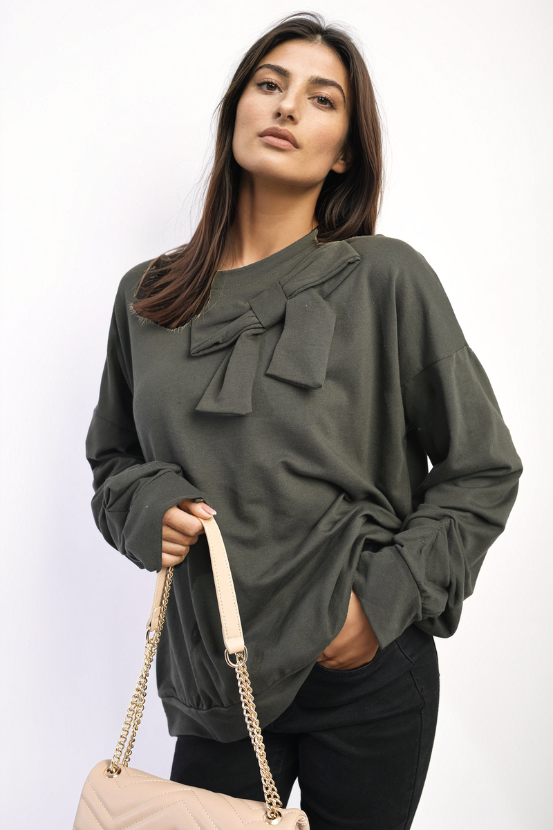 She Wears Glory™ Long Sleeve Bow Detail Jumper