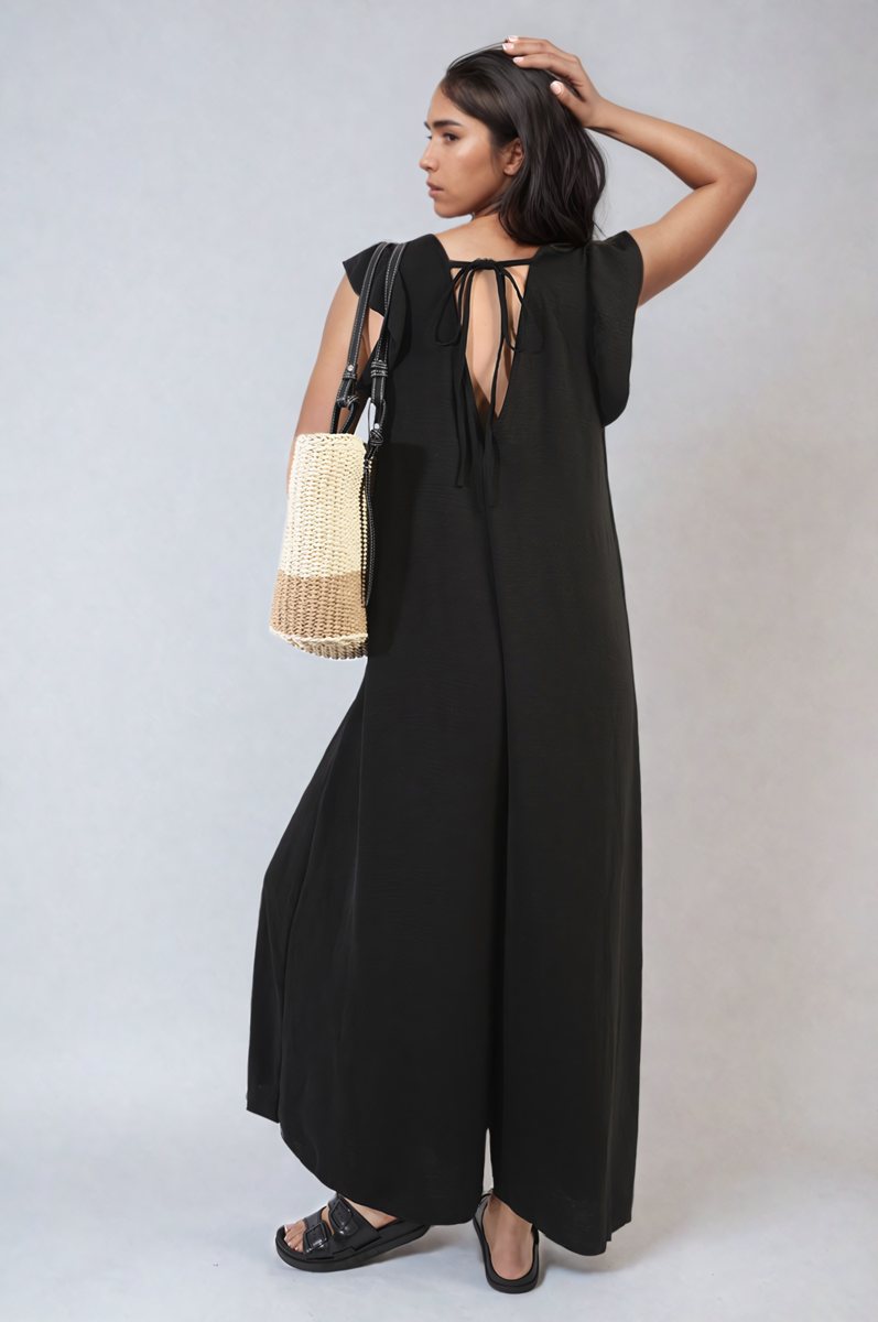 She Wears Glory™ Ruffle Sleeve V-Neck Loose Waist Wide Leg Jumpsuit