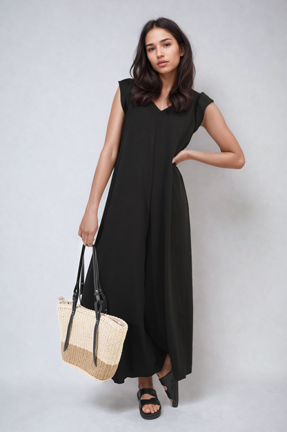 She Wears Glory™ Ruffle Sleeve V-Neck Loose Waist Wide Leg Jumpsuit