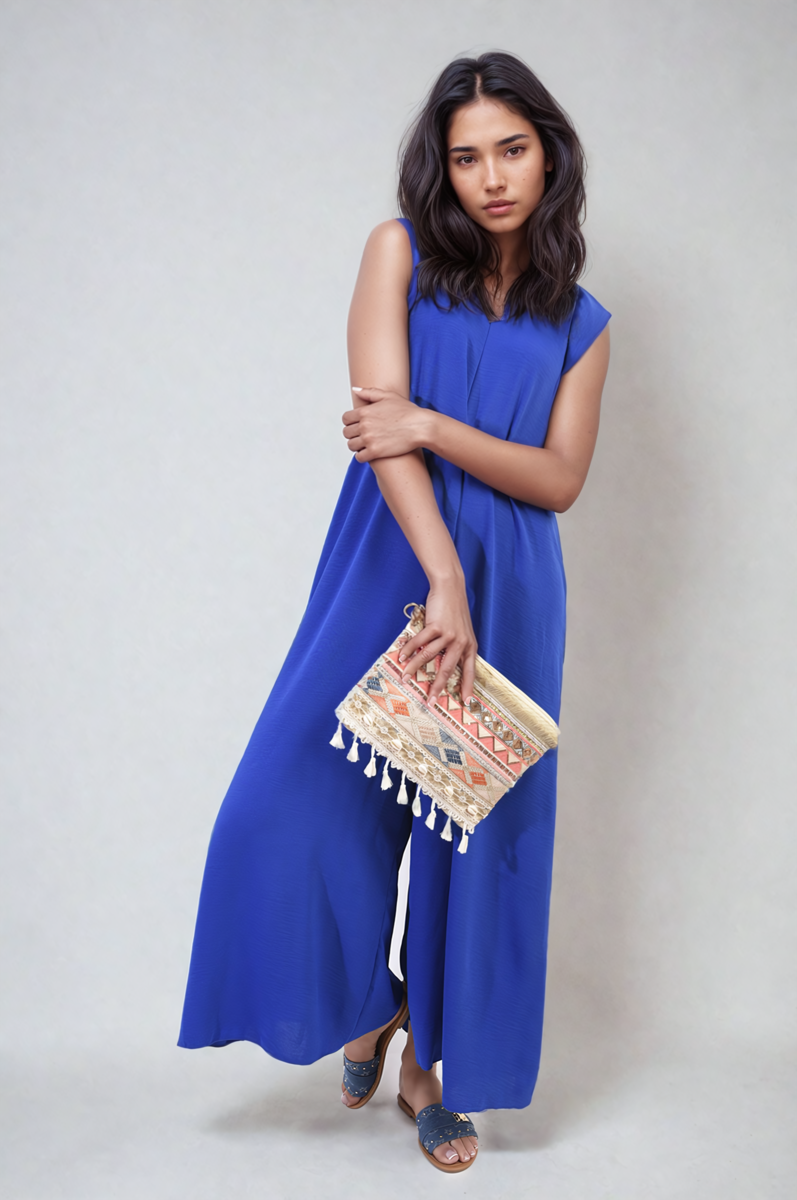 She Wears Glory™ Ruffle Sleeve V-Neck Loose Waist Wide Leg Jumpsuit