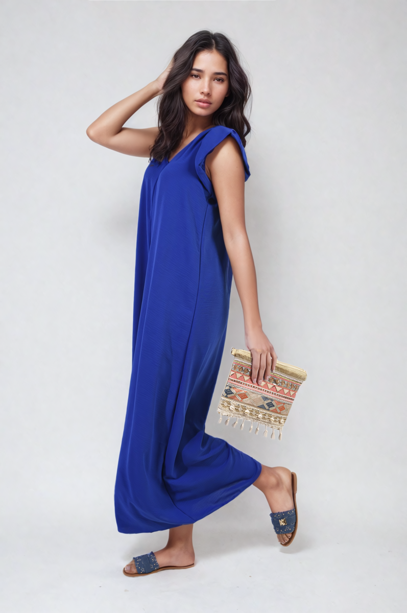 She Wears Glory™ Ruffle Sleeve V-Neck Loose Waist Wide Leg Jumpsuit