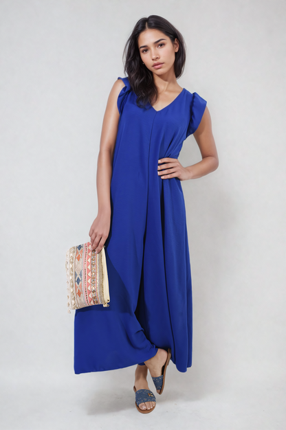 She Wears Glory™ Ruffle Sleeve V-Neck Loose Waist Wide Leg Jumpsuit