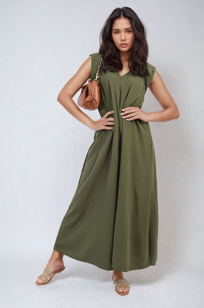 She Wears Glory™ Ruffle Sleeve V-Neck Loose Waist Wide Leg Jumpsuit