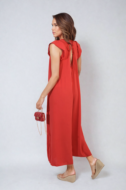 She Wears Glory™ Ruffle Sleeve V-Neck Loose Waist Wide Leg Jumpsuit