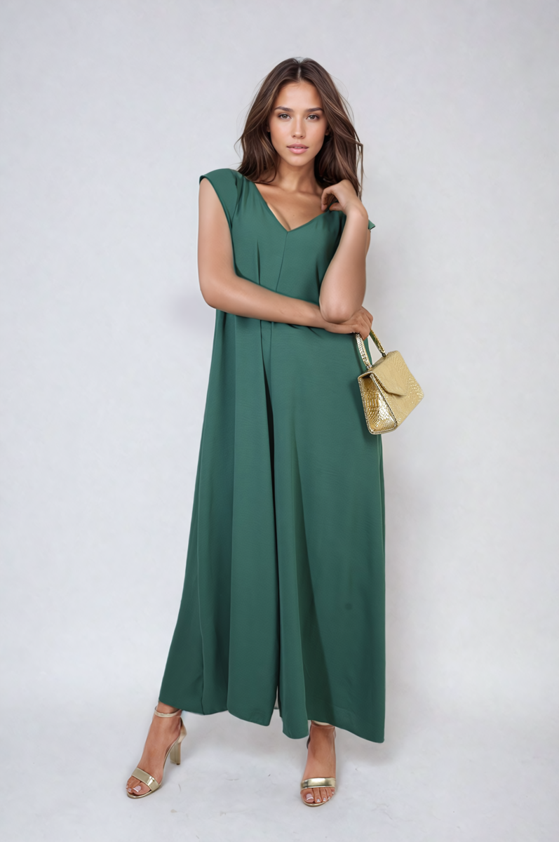 She Wears Glory™ Ruffle Sleeve V-Neck Loose Waist Wide Leg Jumpsuit