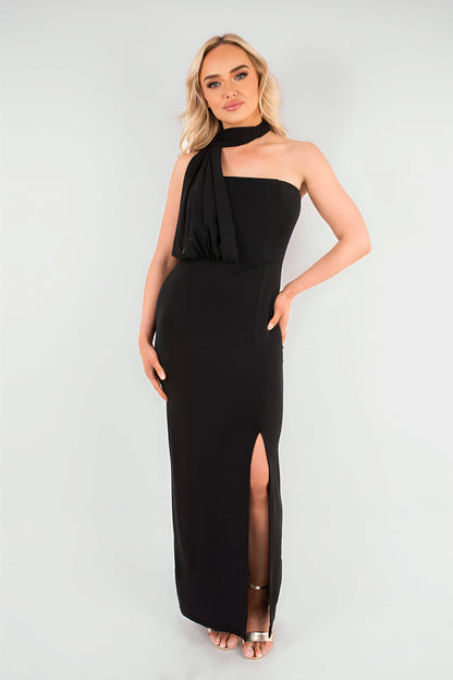 High Slit Draped Scarf Maxi Dress - She Wears Glory Beverly Hills