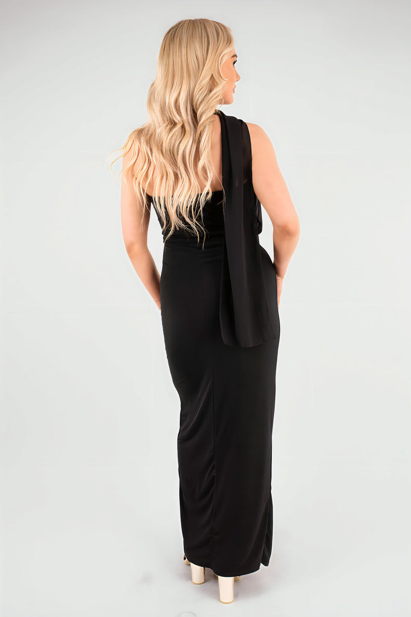 High Slit Draped Scarf Maxi Dress - She Wears Glory Beverly Hills