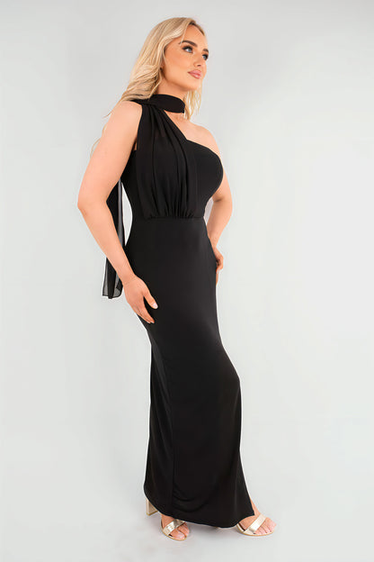 High Slit Draped Scarf Maxi Dress - She Wears Glory Beverly Hills