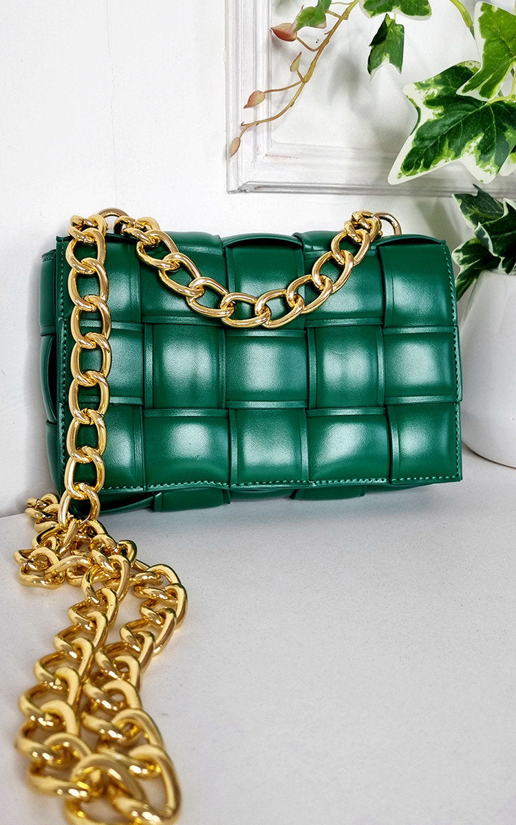 She Wears Glory™ Woven Bag with Chain Strap