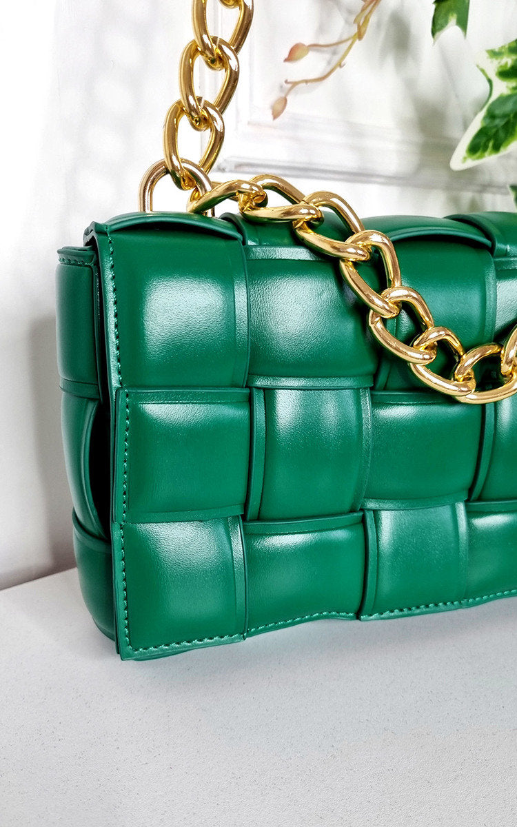 She Wears Glory™ Woven Bag with Chain Strap