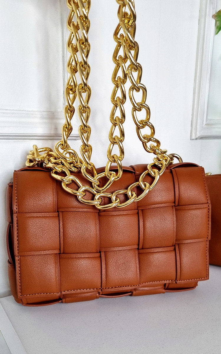 She Wears Glory™ Woven Bag with Chain Strap