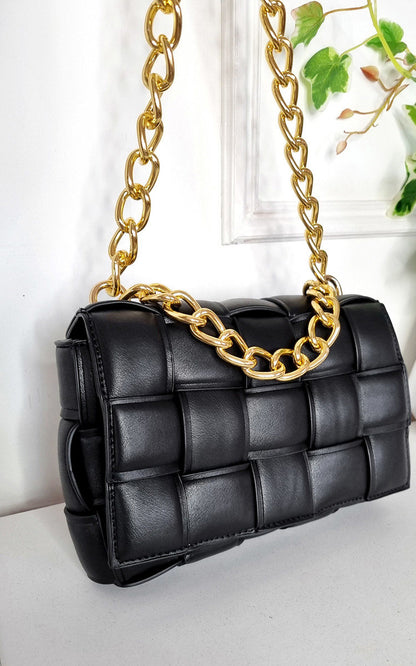 She Wears Glory™ Woven Bag with Chain Strap