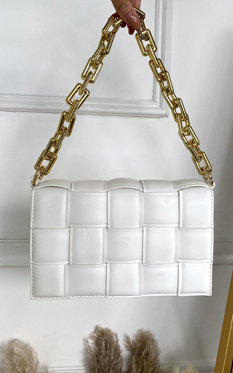 She Wears Glory™ Woven Bag with Chain Strap