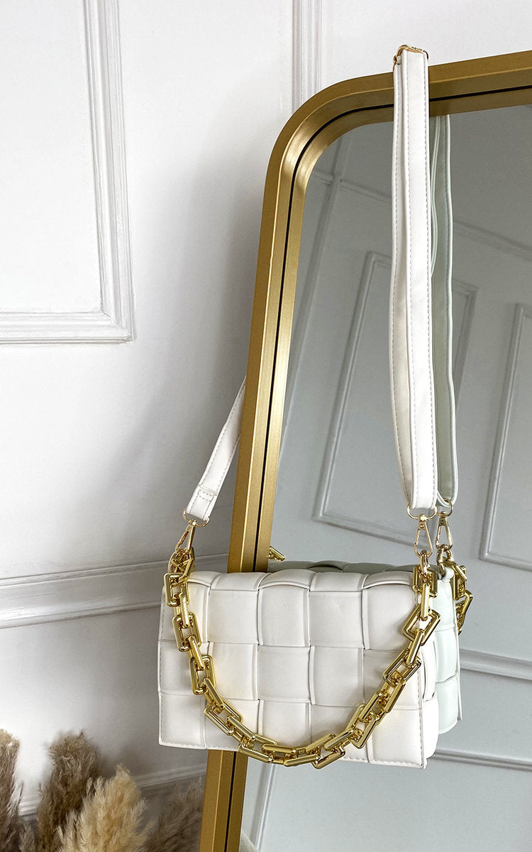 She Wears Glory™ Woven Bag with Chain Strap