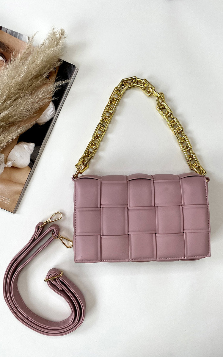 She Wears Glory™ Woven Bag with Chain Strap