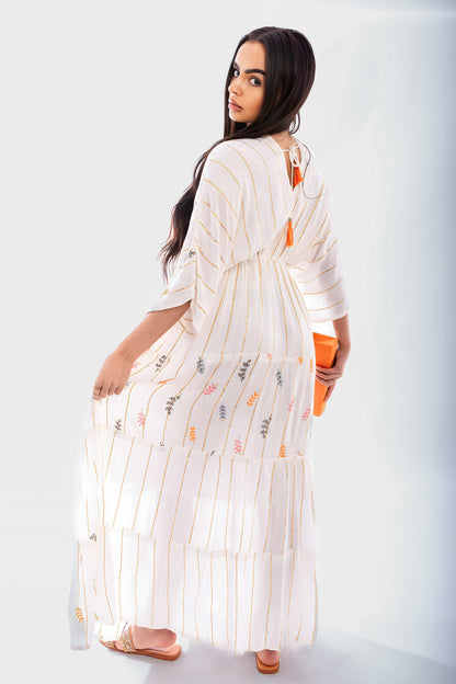 V-Neck Tassel Printed Detail Maxi Dress - She Wears Glory Beverly Hills