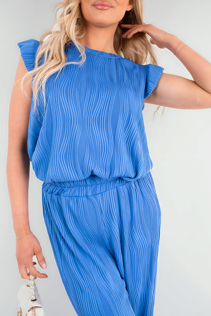 Textured Frill Sleeve Top & Wide Leg Trouser Co-ord Set - She Wears Glory Beverly Hills