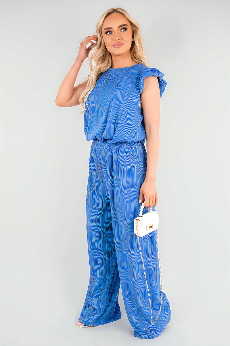 Textured Frill Sleeve Top & Wide Leg Trouser Co-ord Set - She Wears Glory Beverly Hills