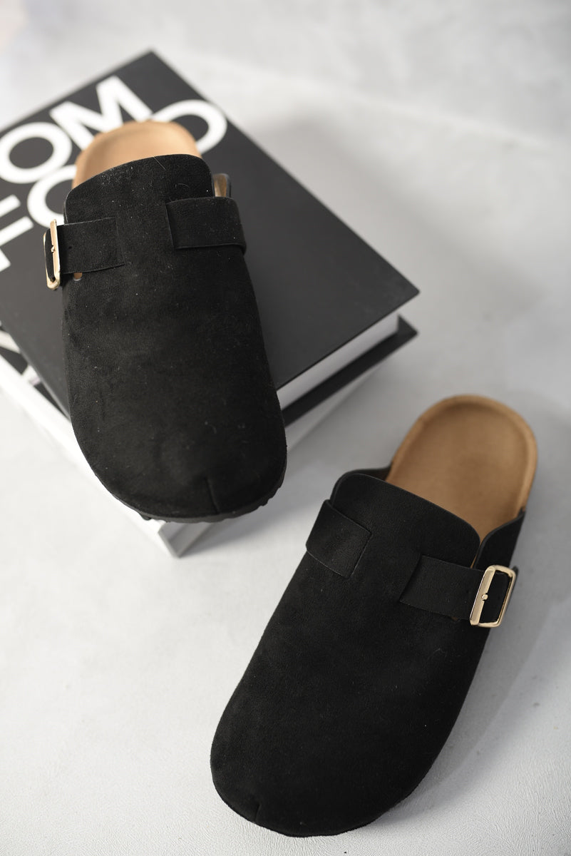 She Wears Glory™ Suede with Buckle Details Slip On Sandals