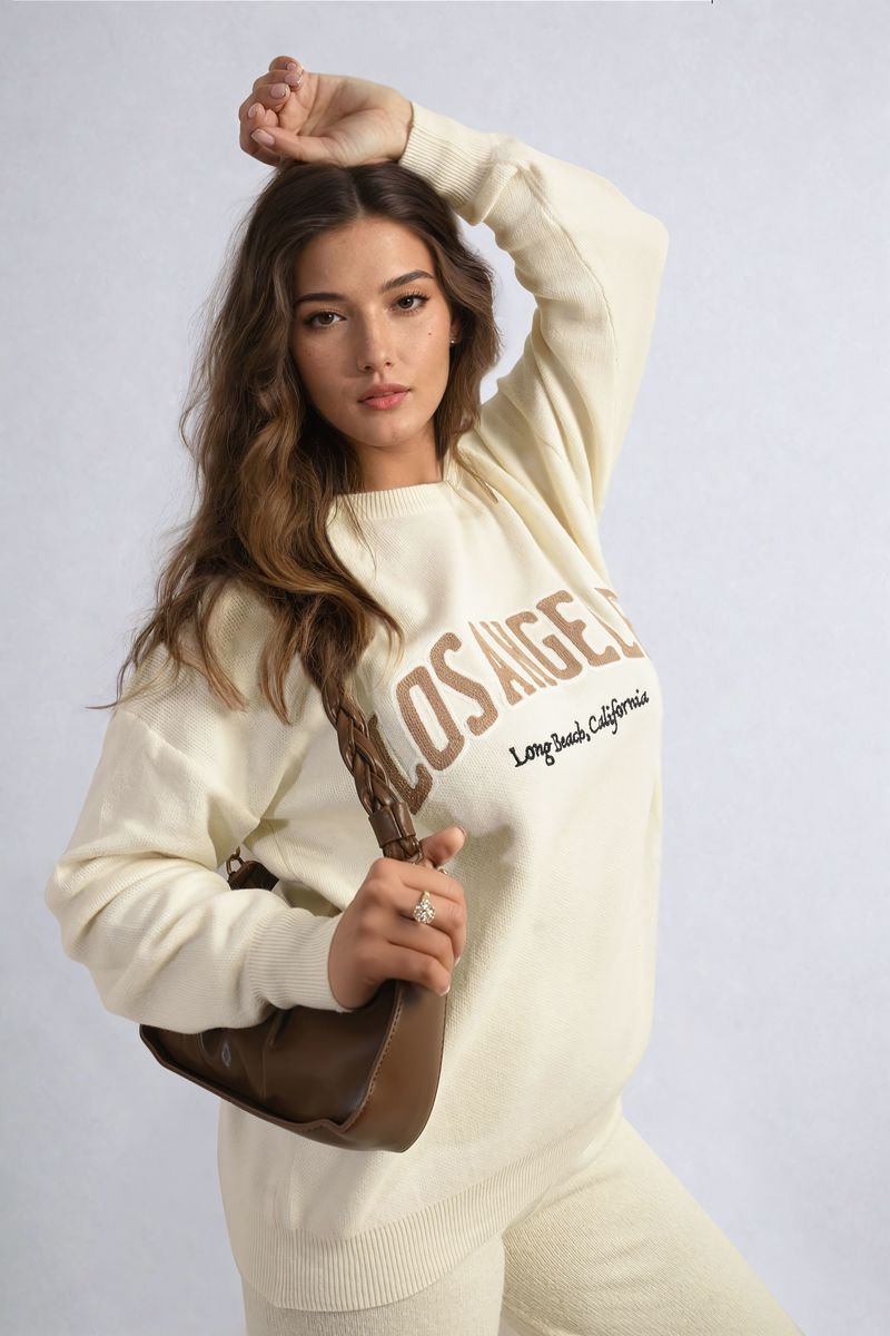 She Wears Glory™ Los Angeles Graphic Long Sleeve Knitted Jumper