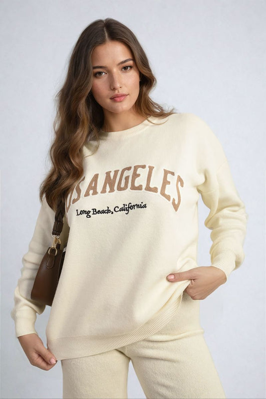 She Wears Glory™ Los Angeles Graphic Long Sleeve Knitted Jumper