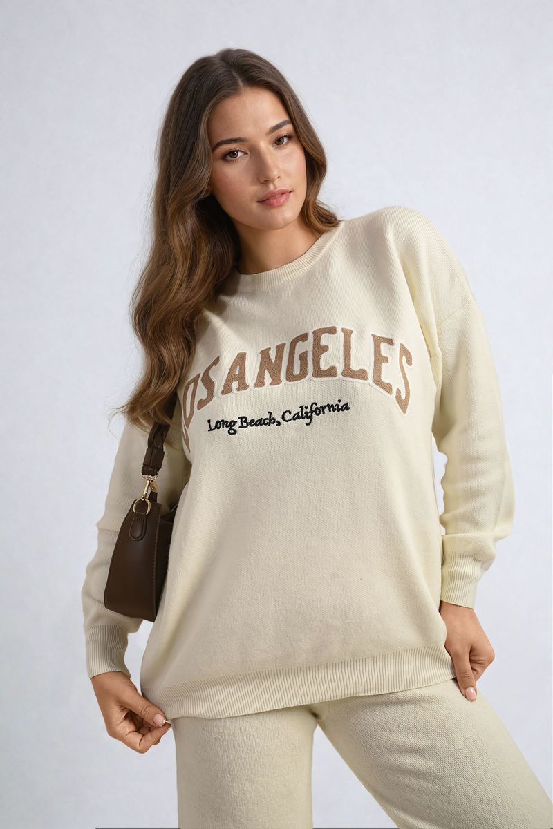 She Wears Glory™ Los Angeles Graphic Long Sleeve Knitted Jumper