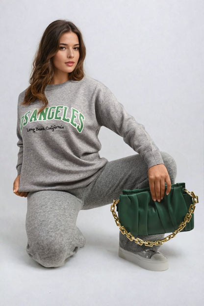 She Wears Glory™ Los Angeles Graphic Long Sleeve Knitted Jumper