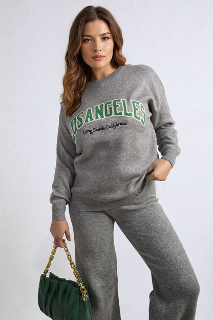 She Wears Glory™ Los Angeles Graphic Long Sleeve Knitted Jumper
