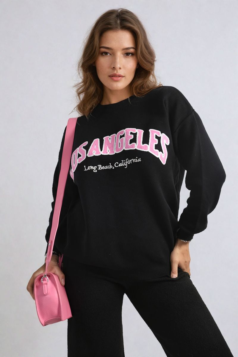 She Wears Glory™ Los Angeles Graphic Long Sleeve Knitted Jumper