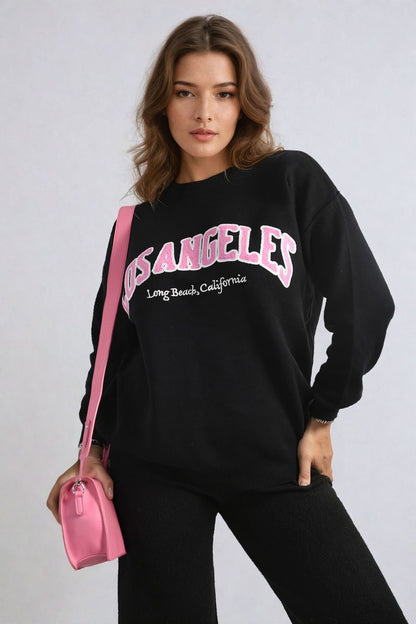 She Wears Glory™ Los Angeles Graphic Long Sleeve Knitted Jumper
