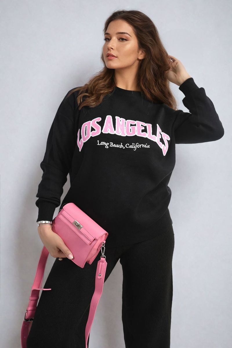 She Wears Glory™ Los Angeles Graphic Long Sleeve Knitted Jumper