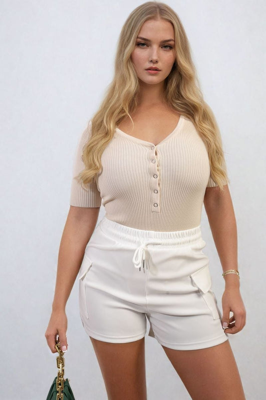 She Wears Glory™ Elastic Waist Drawstring Pocket Detail Shorts