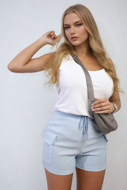 She Wears Glory™ Elastic Waist Drawstring Pocket Detail Shorts