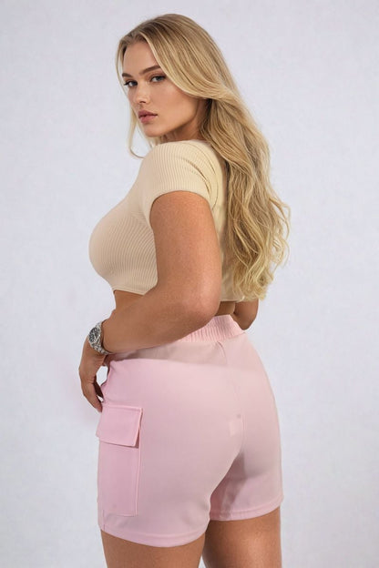 She Wears Glory™ Elastic Waist Drawstring Pocket Detail Shorts