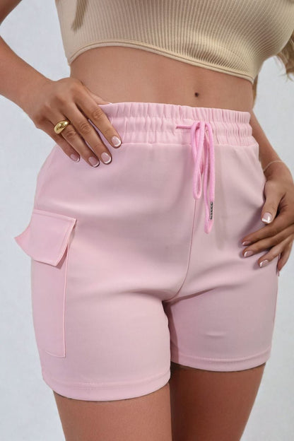 She Wears Glory™ Elastic Waist Drawstring Pocket Detail Shorts