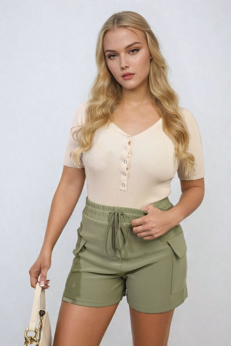 She Wears Glory™ Elastic Waist Drawstring Pocket Detail Shorts