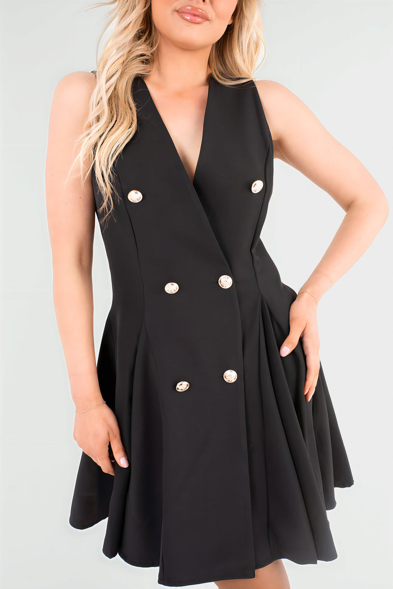 Button Front Detail Mini Dress - She Wears Glory Beverly Hills