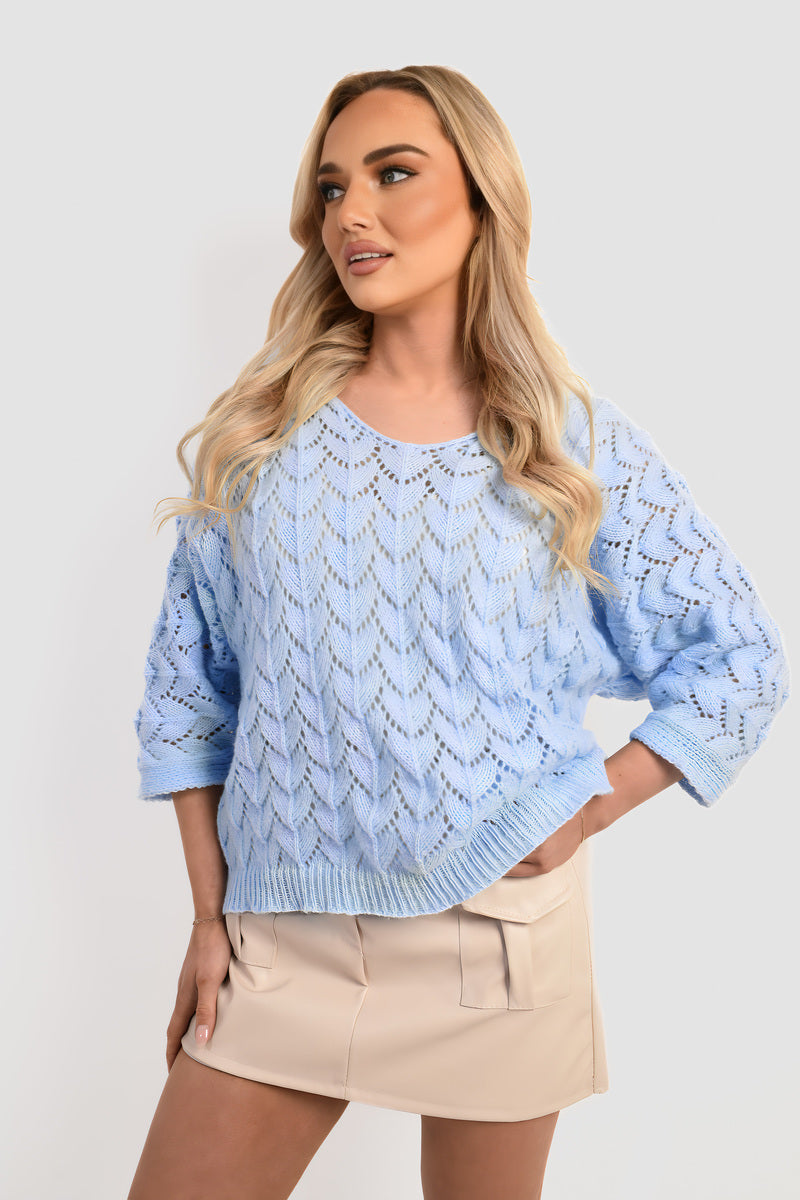 She Wears Glory™ Half Sleeve Chunky Cable Knit Jumper