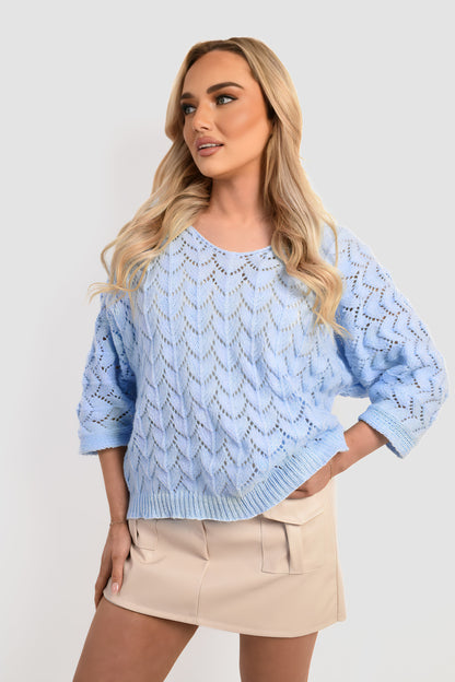 She Wears Glory™ Half Sleeve Chunky Cable Knit Jumper